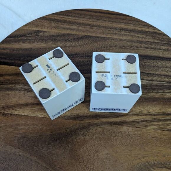 Vintage Blue & White Ceramic Handle 12 Spreader Knives w/ Wood Block, Taiwan - Picture 7 of 8